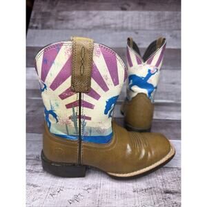 Ariat Dinero 10034063 Tan & Sunset Scene Western Boots Kids 12 EUC Gift